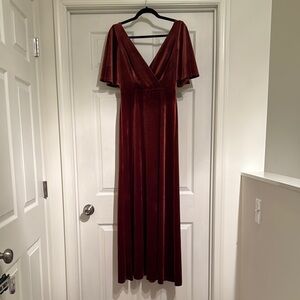 Ever Pretty Burgundy Elegant Velvet Gown